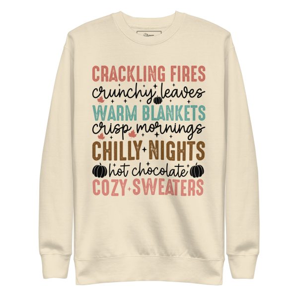 Cozy Fall Sweater – Autumn Vibes Sweatshirt with Crackling Fires & Warm Blankets Unisex Premium Sweatshirt
