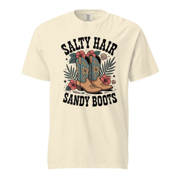 unisex-garment-dyed-heavyweight-t-shirt-ivory-front-69cf02f1b27d0.jpg Salty Hair Sandy Boots Graphic Tee – Retro Coastal Cowgirl Aesthetic