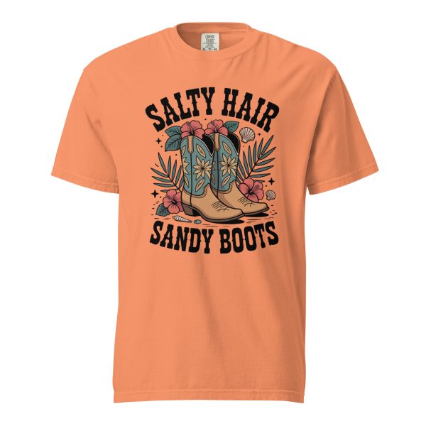 unisex-garment-dyed-heavyweight-t-shirt-terracotta-front-69cf02f1b3a8d.jpg Salty Hair Sandy Boots Graphic Tee – Retro Coastal Cowgirl Aesthetic