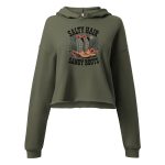 womens-cropped-hoodie-military-green-front-69cf08f592e10.jpg Salty Hair Sandy Boots Cropped Hoodie – Women's Vintage Coastal Pullover