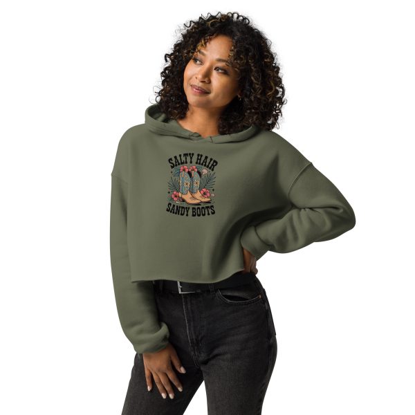 womens-cropped-hoodie-military-green-front-69cf08f59445d.jpg Salty Hair Sandy Boots Cropped Hoodie – Women's Vintage Coastal Pullover
